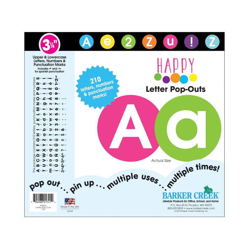 Barker Creek Happy Circle Letters, 3-1/4 in - Image 1